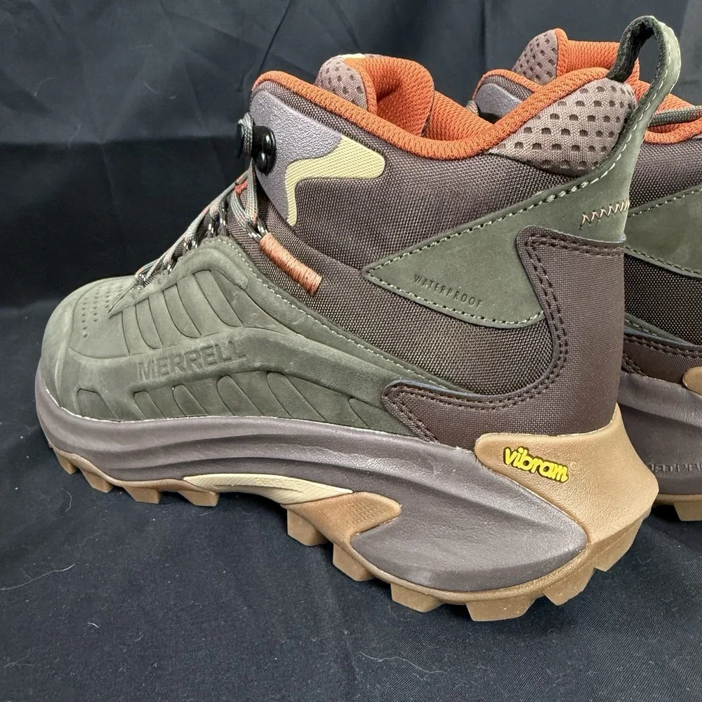 Merrell Men's Moab Speed 2 Leather Mid Size 8.5 Waterproof Hiking Boots Green
